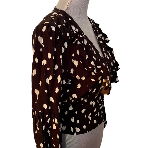 Bardot Black & White Ruffle Button Up Blouse - Picture 6 of 11